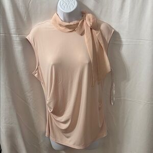 Calvin Klein Peach Blouse with Bow Accent